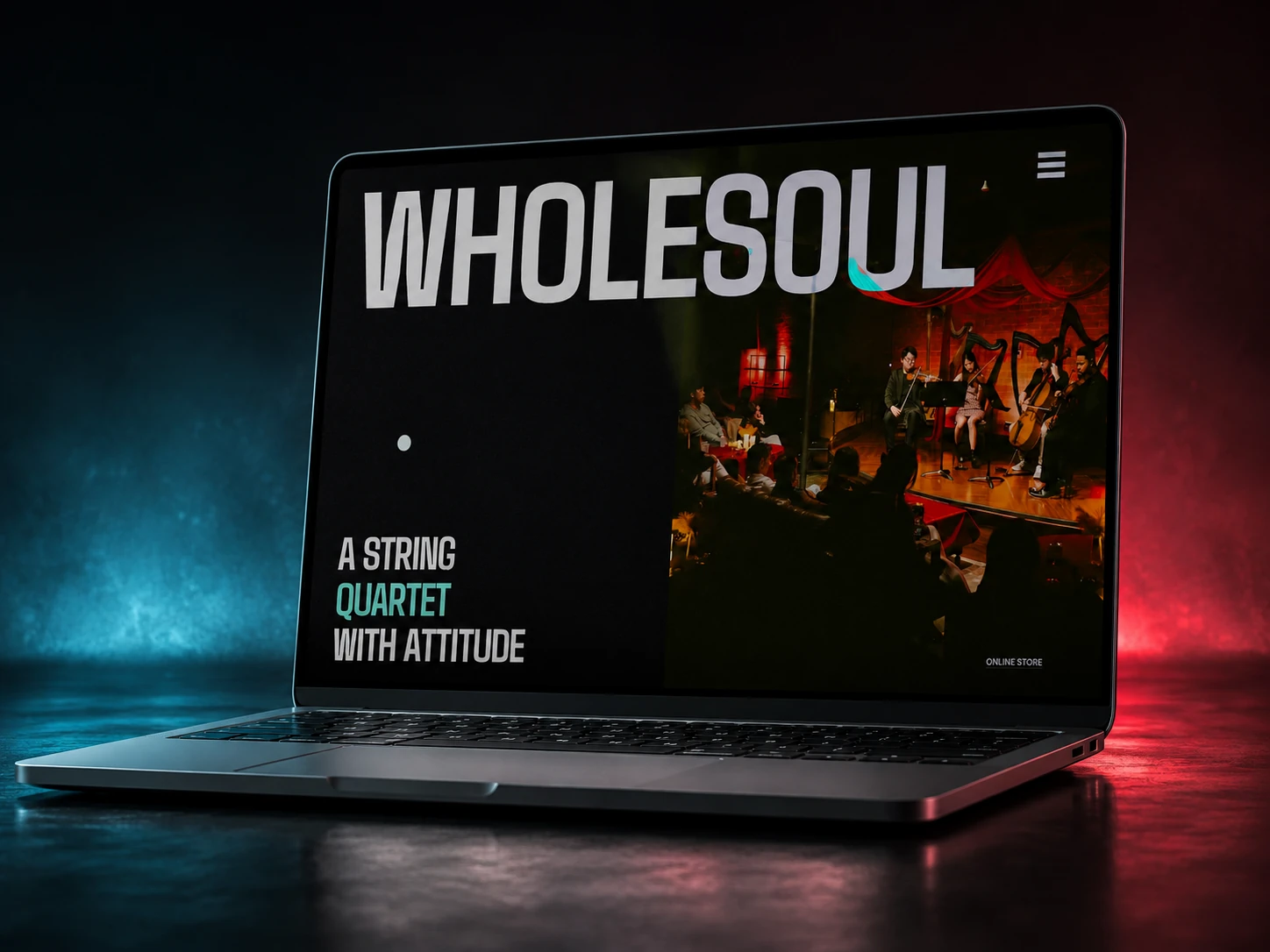 The WholeSoul website, shown on a laptop